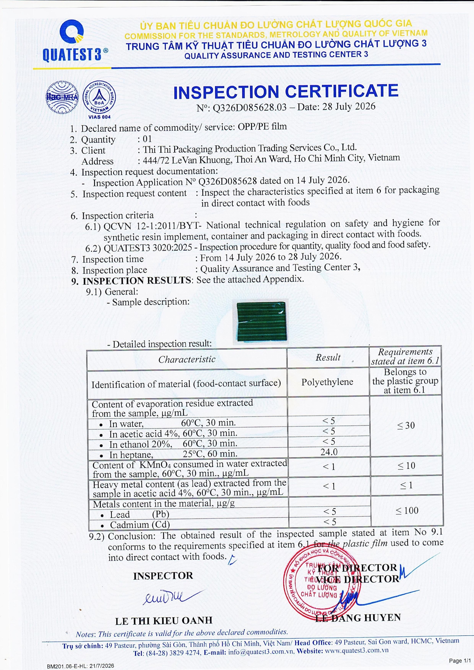 THI THI PACKAGING PRODUCTION TRADING SERVICES COMPANY LIMITED